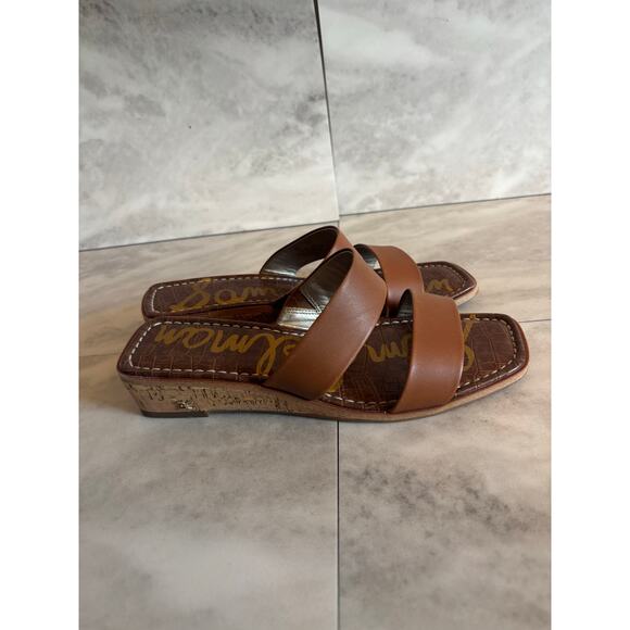 Sam Edelman Vena Wedge Sandals brown Leather Upper slip on Shoes Size 8 - Picture 1 of 7
